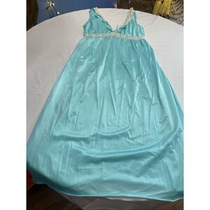 Glencraft Vintage Blue White Lace Nightgown Union Made Plus Size 2X